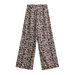 Women's Clothing Summer New Linen Blended Animal Print Jacket Shirt + Wide Leg Pants_ecoleips.com
