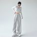 American Style Women's New Spring And Autumn High Waist Slimming Wide Leg Casual Straight Jogger Pants Sweatpants_ecoleips.com