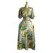 Women's Clothing Summer New Sweet And Fresh Print Puff Sleeve Square Collar High Waist Slim Dress Long Skirt_ecoleips.com