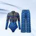 Women's Smart Sunscreen One Piece Swimsuit Quick Drying Long Sleeve European American Style Swimwear Sexy Vacation Polyester_ecoleips.com