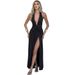 Women's Clothing Summer Fashion Sexy Slim V Neck Hot Girl Solid Color Halter Neck Slit Dress Style For Formal & Casual For Women_ecoleips.com