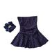 Strapless Floral Camisole for Women Pure Alluring Design Slim Fit Ruffled Hem Hair Tie Included Commuter Style Top_ecoleips.com