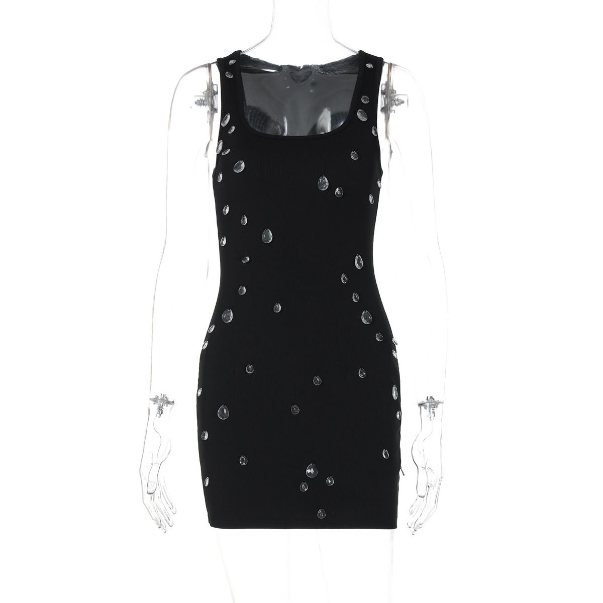 2025 Summer New Fashion Women's Clothing Fashionable Personality Slim Fit Beaded Sleeveless Bodycon Dress Wholesale_ecoleips.com