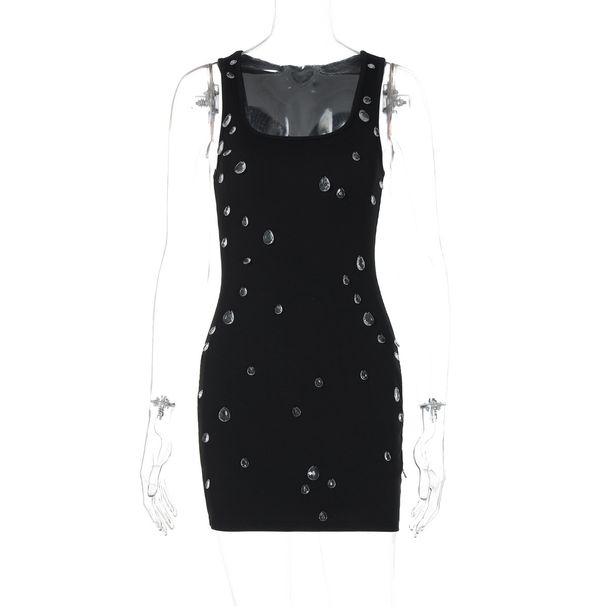 2025 Summer New Fashion Women's Clothing Fashionable Personality Slim Fit Beaded Sleeveless Bodycon Dress Wholesale_ecoleips.com