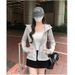 Aria Basics White Gray Slim-fit Softshell Jacket Women, Fleece-lined Thick Coat Autumn And Winter Outdoor Wear, Suitable For Petite_ecoleips.com