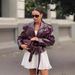 Trendy Belted Faux Leather Jacket With Glossy Finish, Streetwear Overshirt For Women & Men, Fall Fashion Outerwear (Dark Red)_ecoleips.com