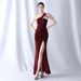 oreign Trade New Product Hand Beaded Velvet Bottom Sequin Dinner Party Annual Meeting Wedding Evening Dress_ecoleips.com