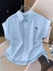 Vintage-Inspired Short Sleeve Polo Shirt - Japanese Minimalist Design With Embroidered Detail, Retro Casual Top For Men & Women_ecoleips.com