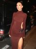 Mozision Turtleneck Long Sleeve Sexy Maxi Dress For Women Fashion Solid Hollow Out Thigh High Split Bodycon Elegant Club Dress_ecoleips.com