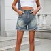 Women's Clothing Summer New Washed Casual Denim Rivet Raw Edge Shorts_ecoleips.com