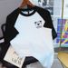 Women's American Style Raglan T-Shirt Short Sleeved Color Block Design Pure Cotton Unique Summer 2024 Top_ecoleips.com