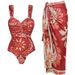 Women's Sexy Printed Swimsuit Fashionable European American Style Swimwear Set Regular Size Polyester Nylon_ecoleips.com