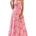 Summer New Arrival Women's Printed Chiffon Dress Tubby Neck Full Swing Waist Cinching European American Style_ecoleips.com