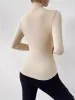 Bornladies Autumn New Women's Design Cross Collar Slim Fit Long Sleeved Office Lady Stylish Top Versatile Fashionable T-shirt_ecoleips.com
