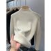 Ultra-Warm Fleece-Lined Knit Sweater For Women – Cozy High Neck Pullover In Black, Khaki, Beige, Brown & White_ecoleips.com