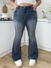 High Waist plus Size Flared Jeans for Women Slimming Elegant Fashionable Embroidered Denim Trousers European American Style_ecoleips.com