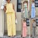 Women's Fashion Casual High Waist Straight Leg Pants Set with Ruffled Skirt Top Sleeveless round Neck Design for Spring/Autumn Summer_ecoleips.com