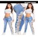 Russia Hot-Selling New European And American Sexy Lace Hollow-Out Denim Jeans For Women_ecoleips.com