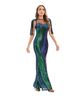 Sexy Retro Green Sequin Dress For Women - A-Line Long Evening Party Gown With Sparkle Details_ecoleips.com