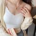Women Sleeveless Tank Tops Solid Color Korean Version V Neck Slim Fashion Lace Stitching With Chest Pad Camisole_ecoleips.com