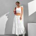 Women's Clothing White Skirt Lace Up Big Swing Skirt Loose Long Skirt_ecoleips.com