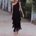 Spring Summer Asymmetric Tassel Oblique Shoulder Dress For Women European American Fashion Evening Gown_ecoleips.com