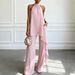 Women's Clothing High-End Purple Backless Halter Top And High-Waisted Wide Leg Pants Set For Women Suitable For Formal And Casual Occasions_ecoleips.com