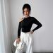 European American Cross-border 2026 Spring And Autumn New Asymmetrical Collar One-shoulder Metal-decorated Slim-fit Top_ecoleips.com