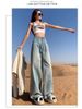 Light Blue Wide-leg Jeans For Women, Spring/autumn 2024, New Early Spring Design, High-waisted, Slimming, Narrow_ecoleips.com