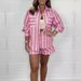 Women’s Striped Shirt & Shorts Set – Stylish Spring/Summer Two-Piece Outfit (White/Black/Pink/Blue, S-5XL)_ecoleips.com