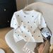 Women's Clothing Women's Heart Shaped Polka Dot Round Neck Short Sleeve T-Shirt Ice Silk Knitwear Summer Design_ecoleips.com
