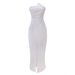 Women's Strapless Asymmetrical Neck Bodycon Maxi Dress, High Slit Formal Evening Party Gown_ecoleips.com