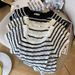 Women's Clothing Women's Summer Striped Top Style Ice Silk Knitwear Short Sleeved Hollowed Out Fashion T-Shirt_ecoleips.com