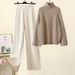 Women's Winter Knit Set – Turtleneck Sweater & Wide Leg Pants (2-Piece Outfit)_ecoleips.com