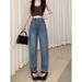 High-waisted Straight-leg Jeans Women, Spring/summer 2024 New Style, Plus-size, Slimming Narrow Version For Pear-shaped_ecoleips.com