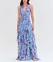 French Style Women Sweet Print Long Tiered Cake Dress Lace Up Multi Layer Maxi Dress Evening Party Gown_ecoleips.com