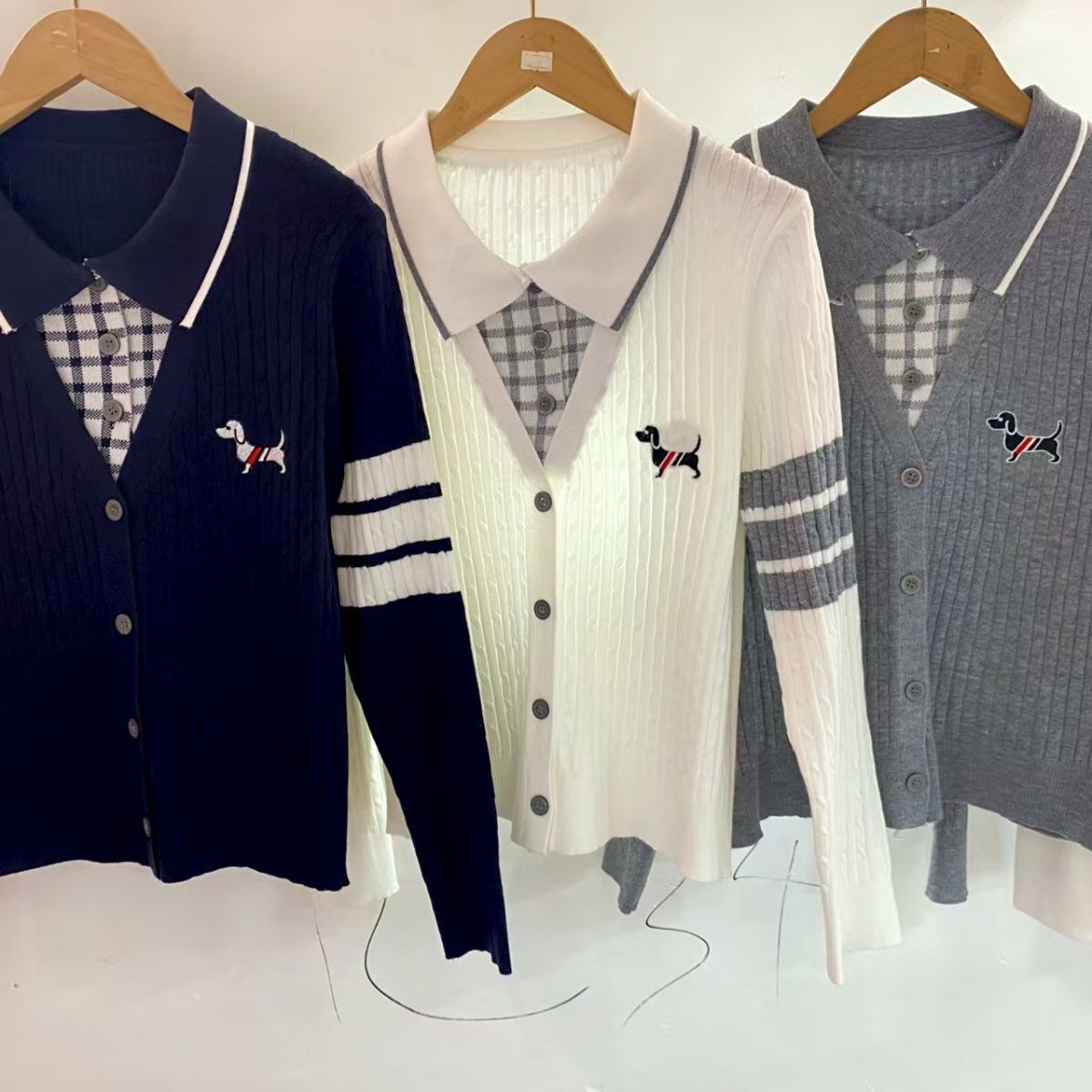 Design Academy's New Youthful Puppy Coat, Embroidered Spring And Autumn Knitted Four-strand Cable Long-sleeve Top,_ecoleips.com