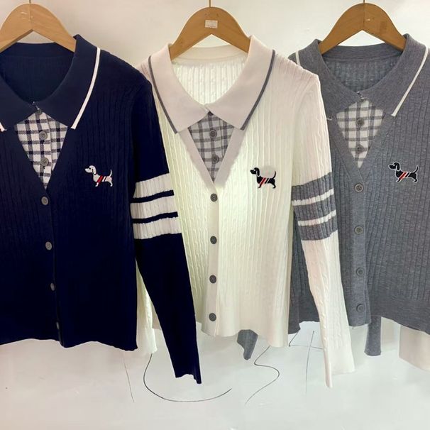 Design Academy's New Youthful Puppy Coat, Embroidered Spring And Autumn Knitted Four-strand Cable Long-sleeve Top,_ecoleips.com