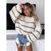 Autumn And Winter Sweaters, Thick Needles, Loose Plus Size, Twist Stripes, Crew Neck Pullovers, Women's Tops Wholesale_ecoleips.com