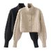 Women's Clothing new high neck sweater for women new lazy style loose slim short knitted jacket for women autumn_ecoleips.com