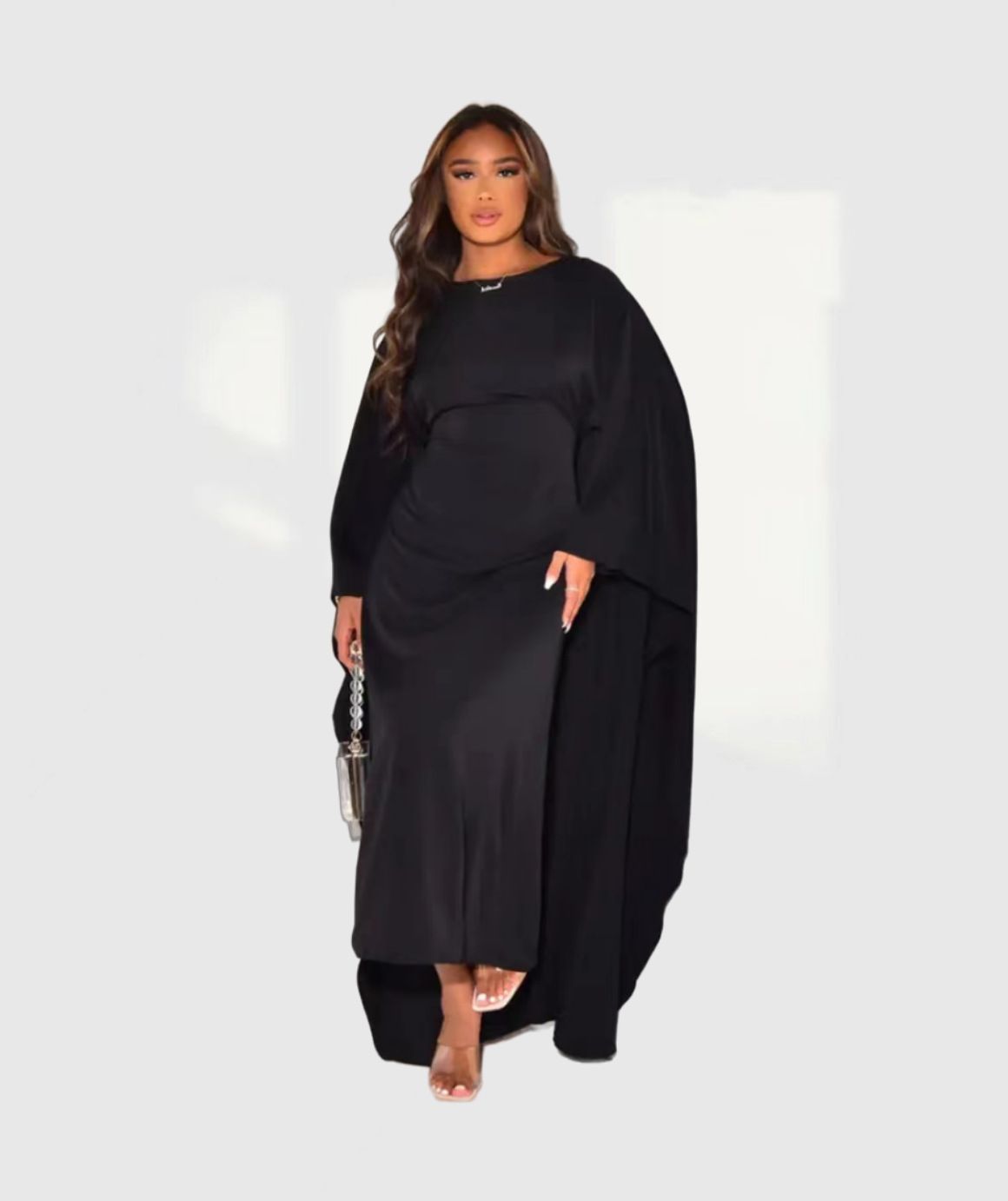 Spring And Summer New Women's Clothing Gentle Large Cuffs Round Neck Loose Casual Large Size Dress_ecoleips.com