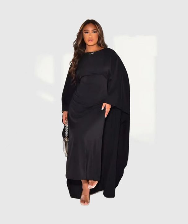 Spring And Summer New Women's Clothing Gentle Large Cuffs Round Neck Loose Casual Large Size Dress_ecoleips.com