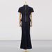 Fashion Casual For Women 2025 Summer New Elegant Round Neck Metal Buckle Patchwork Design Long Skirt Suit_ecoleips.com