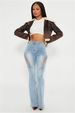 Women's Clothing Sexy High Waist Ripped Elastic Eyelet Straps Hollow Denim Flared Pants_ecoleips.com