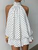 Trendy Off-Shoulder Mini Dress With Asymmetric Neckline & Open Back – Stylish Solid Color Sleeveless Outfit For Women_ecoleips.com