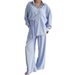 Autumn New Striped Sleeve Long Pants Lace Loose Wearable Pajamas Two-Piece Set European And American Homewear For_ecoleips.com