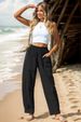 Suitable For All Seasons Clothing 2024 Women's Cotton Linen Casual Vacation Style Elastic Waist Banana Cargo Pants_ecoleips.com