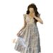 Mid-Length Nightdress With Chest Pads For Women, Summer Fly Sleeve Lace Trim High-End Floral V-Neck Pure Desire Style_ecoleips.com