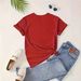 Women's Round Neck Short Sleeve T-Shirt Letter Print Top A77_ecoleips.com