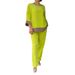 Women's Clothing Women's Loose Large Size Casual Round Neck Top Shirt Straight Pants Suit_ecoleips.com